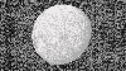Moon planet in space. 3d rendering. Moon pixel art.
