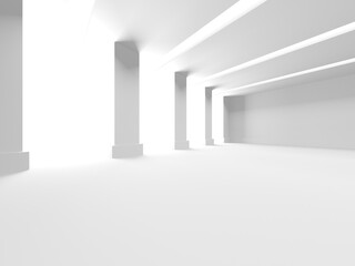 Illuminated corridor interior design. Empty Room Interior Background
