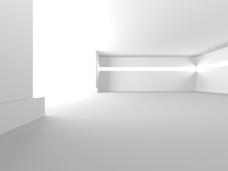 Illuminated corridor interior design. Empty Room Interior Background