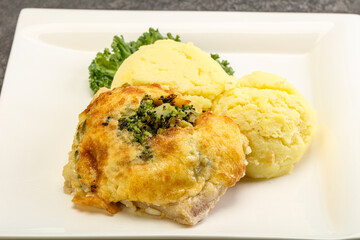Roasted pangasius fillet with mashed potato