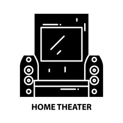 home theater icon, black vector sign with editable strokes, concept illustration