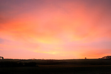 Sunrise over the rural countryside in Wiltshire, UK