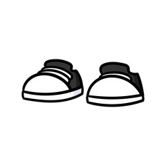 Cartoon Black and White Sneakers Illustration