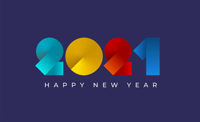 2021 Happy New Year logo circles gradient text. 2021 rounded colored number design template.