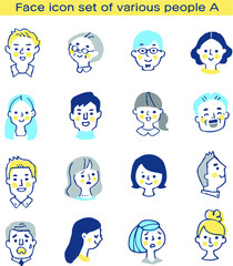 さまざまな人物の顔アイコン　セット