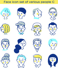 さまざまな人物の顔アイコン　セット