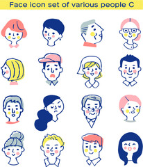 さまざまな人物の顔アイコン　セット