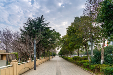 walkway in the modern city