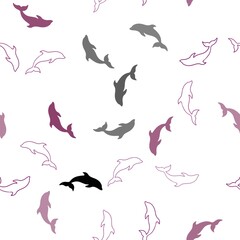 Dark Blue, Red vector seamless template with dolphins.