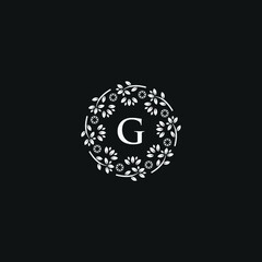 Premium monogram letter G initials logo. Universal symbol icon vector design. Luxury leaf logotype.