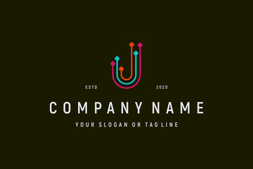 letter j tech logo design concept vector
