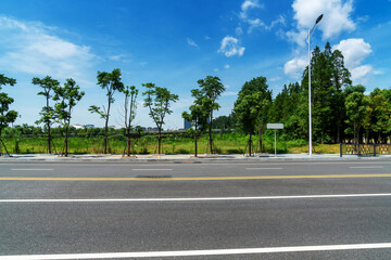 Empty urban road and buildings in China