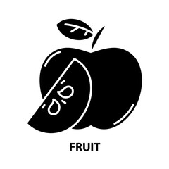 fruit symbol icon, black vector sign with editable strokes, concept illustration