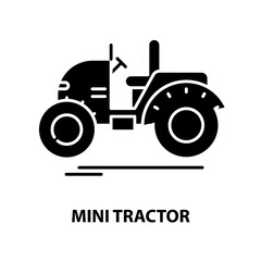 mini tractor symbol icon, black vector sign with editable strokes, concept illustration