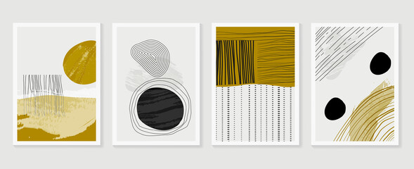 Abstrakte Wandkunst-Vektorsammlung. Erdtöne organische Form Kunstdesign für Poster, Drucke, Cover, Tapeten, minimale und natürliche Wandkunst. Vektor-Illustration. © TWINS DESIGN STUDIO
