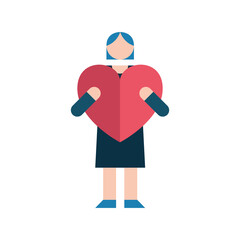 woman lifting heart of love feeling icon