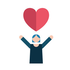 woman with heart of love feeling character