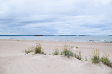 Fototapeta na wymiar Cloudy beach day at Yyteri Beach, Pori, Finland