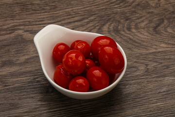 Pickled cherry tomatoes in the bowl