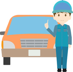 グーをするスパナを持つ整備士と可愛い車のイラスト Auto Wall Mural Au Foolchico グーをするスパナを持つ整備士と可愛い車のイラスト Auto Wall Mural Au Foolchico