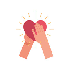 hands humans lifting heart of love feeling icon
