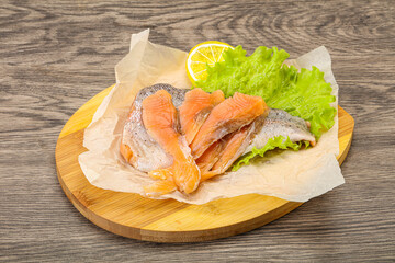 Sliced natural wild trout fillet