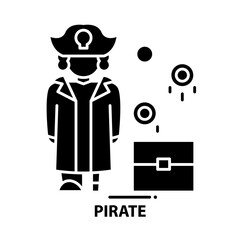 pirate icon, black vector sign with editable strokes, concept illustration