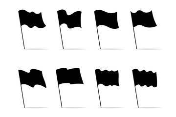 Silhouette set icons black flags for decoration graphic. Modern flat illustration.
