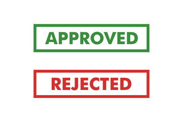 Approved and rejected stamps for business use. Vector illustration. Red and black stamps.