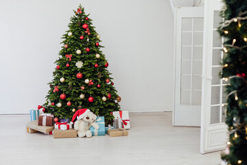 New year happy holiday interior Christmas tree decor gifts