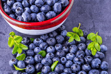 Fresh blueberries background with copy space for your text. Vegan and vegetarian concept. Macro texture of blueberry berries.Texture blueberry berries close up