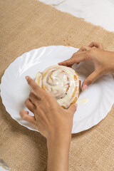 CInnamon Rolls on Box and Plate 