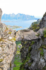 Djevelporten trekking in the afternoon, Lofoten Norway