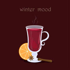 Mulled wine illustration. Winter mood