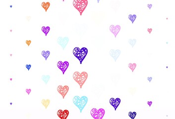 Light Blue, Yellow vector background with hearts.