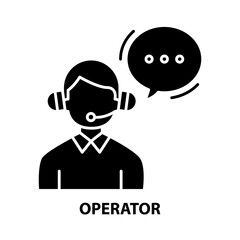 operator icon, black vector sign with editable strokes, concept illustration