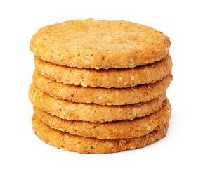 Stack of oat cookies isolated on white