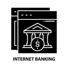 internet banking icon, black vector sign with editable strokes, concept illustration