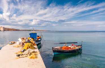 Old Harbor of Mytilini in Lesvos Island