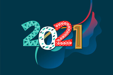 Creative Happy new year 2021 greeting card design. Vector typography and lettering