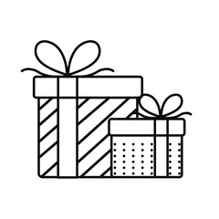 happy merry christmas gifts line style icon