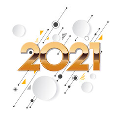Obraz premium Creative Happy new year 2021 greeting card design. Vector typography and lettering