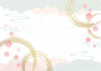 pastel color frame with Japanese traditional patterns