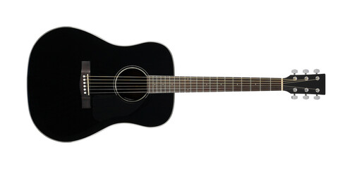 Obraz na płótnie Canvas Musical instrument - Black acoustic guitar isolated