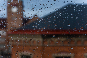 rainy days ,rain drops on the window surface