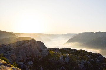 Sunrise trekking to Preikestolen, Norway