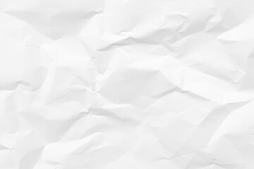 White crumpled paper texture background. Clean white paper. Top view.