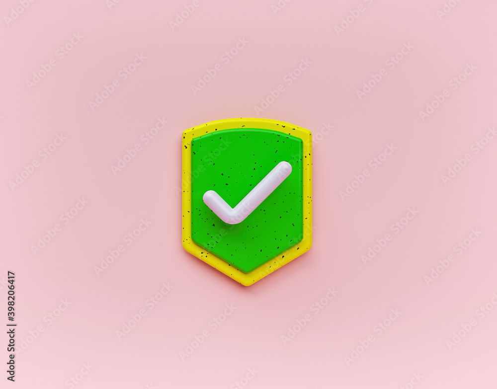 Poster shield check mark icon isolated. minimal symbol. 3d rendering