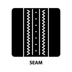 Fototapeta na wymiar seam icon, black vector sign with editable strokes, concept illustration