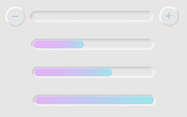 A set of web slider for brightness or volume, in neomorphism style. Vector illustration